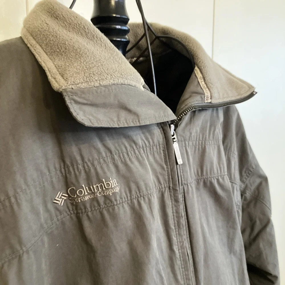 Men's Columbia Coat Size XL Fleece Lined Insulated Fisherman Vintage Gray Collar